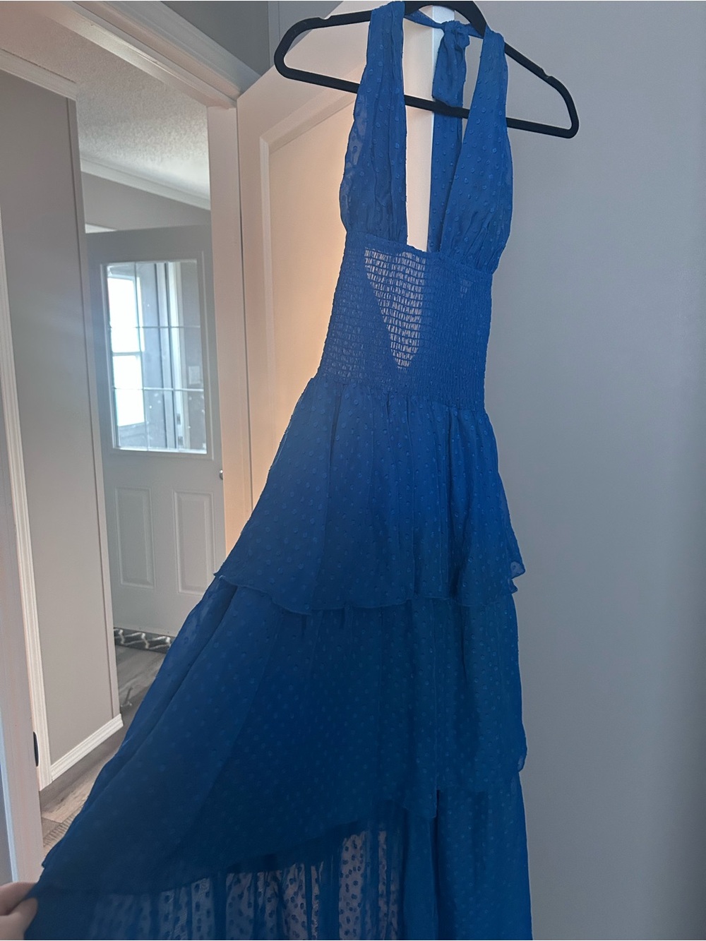 Lucy in the Sky Royal Blue One-Shoulder Tiered Maxi Dress - Picture 2 of 3